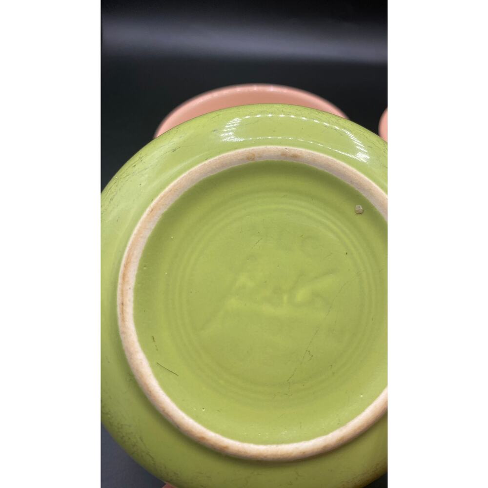 Vintage Fiesta Ware 3 Round Fruit / Cereal green and Apricot Bowls - Picture 4 of 6